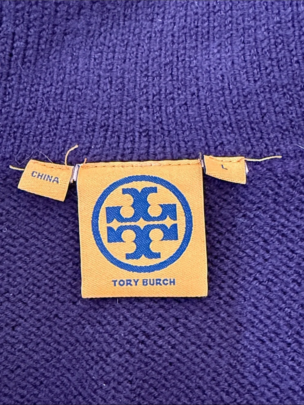 Tory Burch Purple Belted Zip Front 100% Merino Wool Sweater Vest Cardigan Large